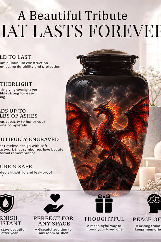 Dragon Fire Cremation Urn - Mythical Dragon Urn For Men & Women Ashes