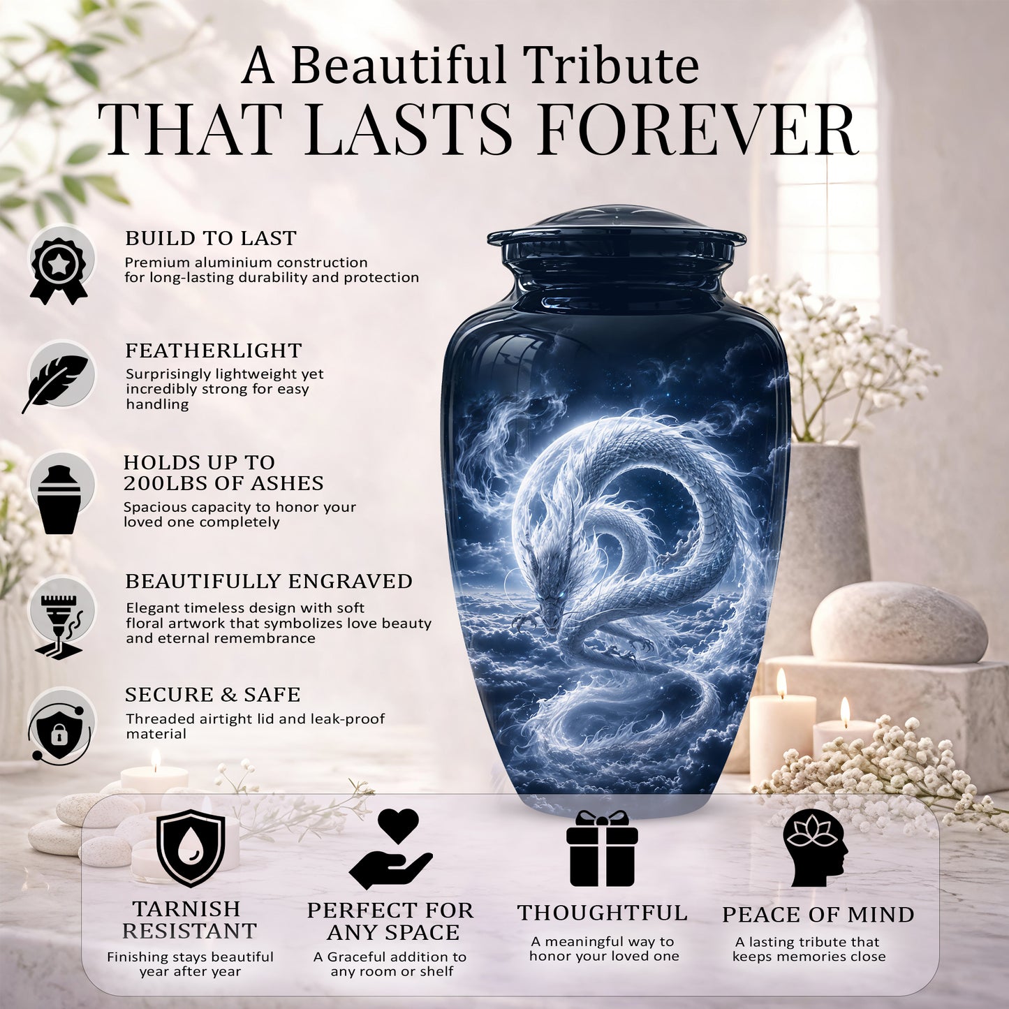 Dragon Cremation Urn - Unique Custom Memorial Urn For Human Ashes