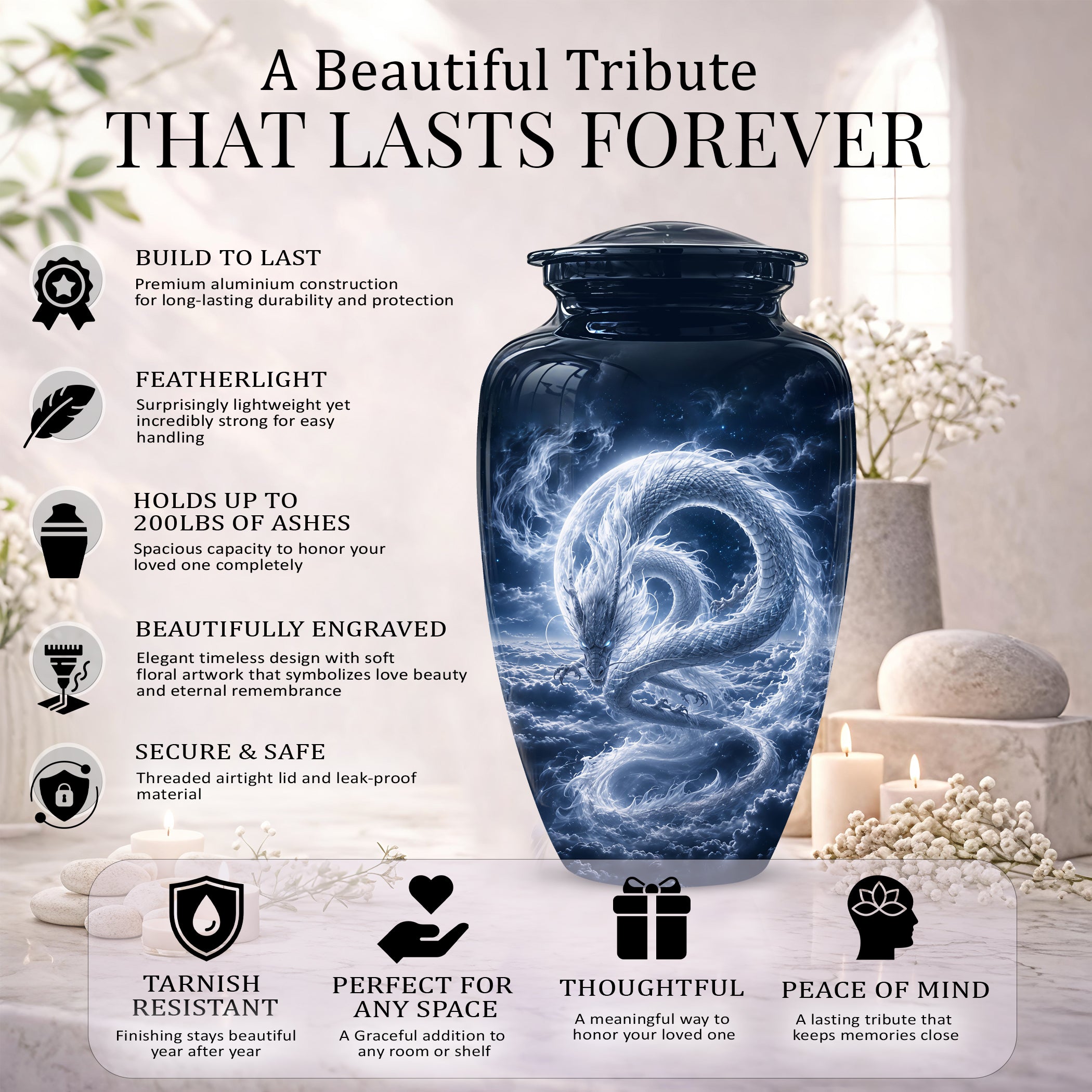 Dragon Cremation Urn - Unique Custom Memorial Urn For Human Ashes