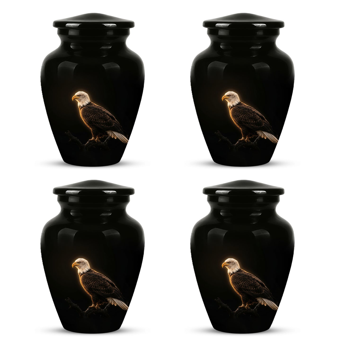 Bald Eagle Cremation Urn - Personalized Black Urns For Human Ashes