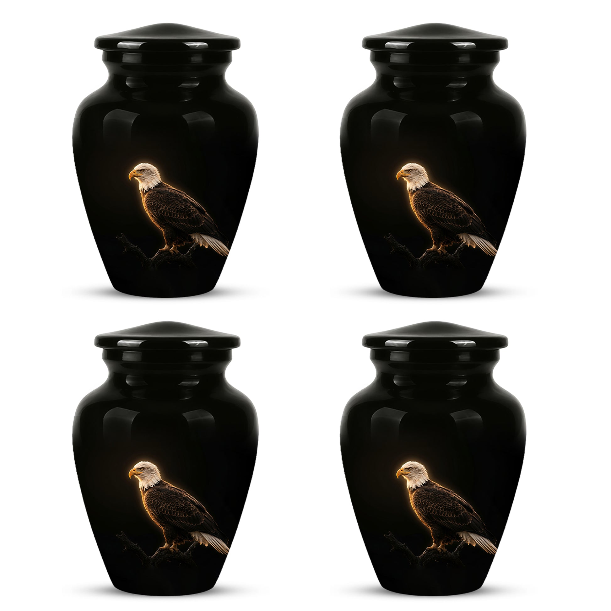 Bald Eagle Cremation Urn - Personalized Black Urns For Human Ashes