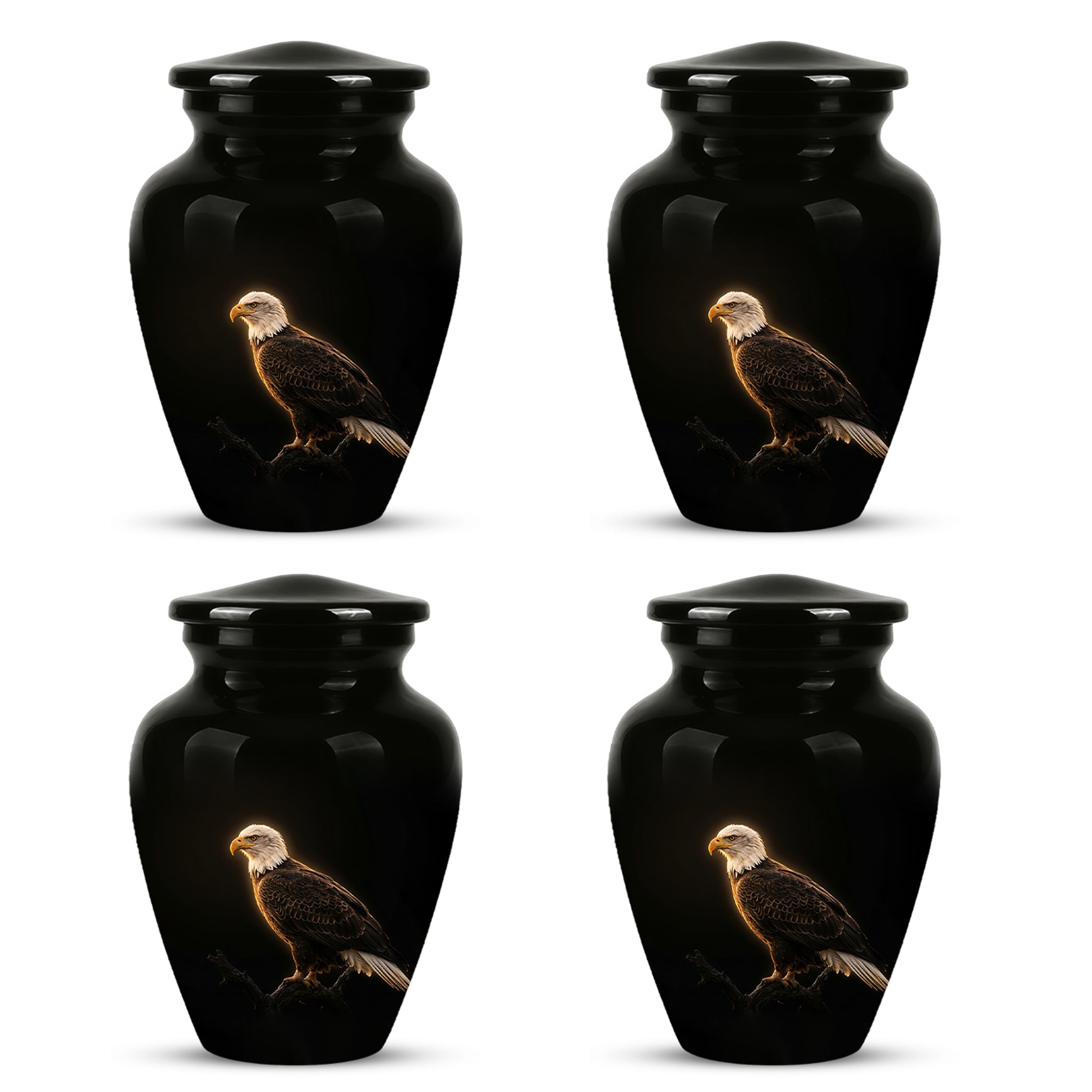 Bald Eagle Cremation Urn - Personalized Black Urns For Human Ashes