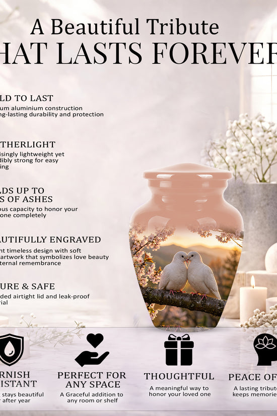 White Couple Dove - Peaceful Memorial Urns To Tribute Lover's Ashes