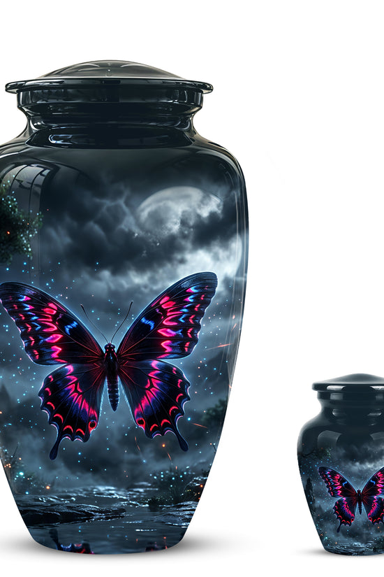 Colorful Butterfly Cremation Urn - Personalized Black Memorial Urns