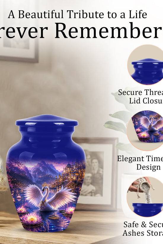 Swan Lake Fantasy Urn - Majestic Burial Urns For Loved Ones Ashes