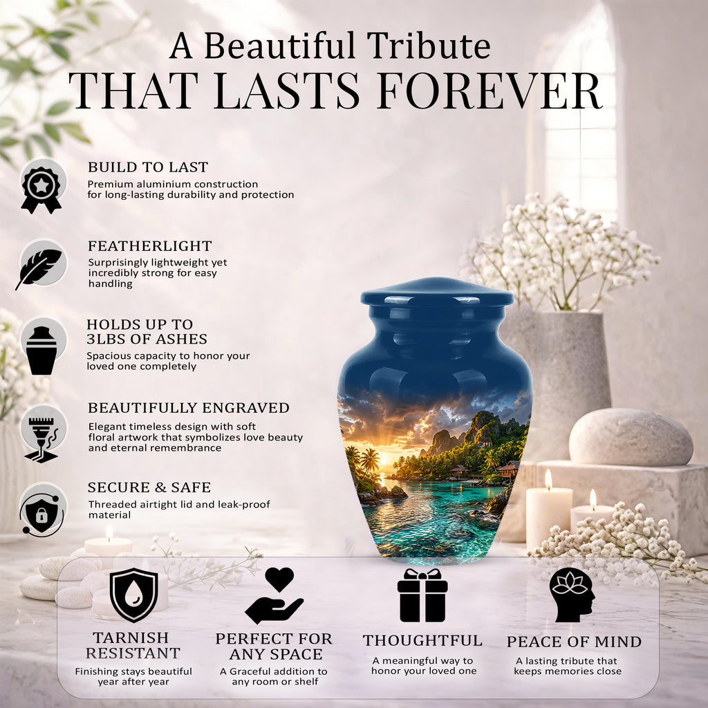 Beach Urns For Ashes - Sunset Scenic Memorial Urns For Nature Lovers