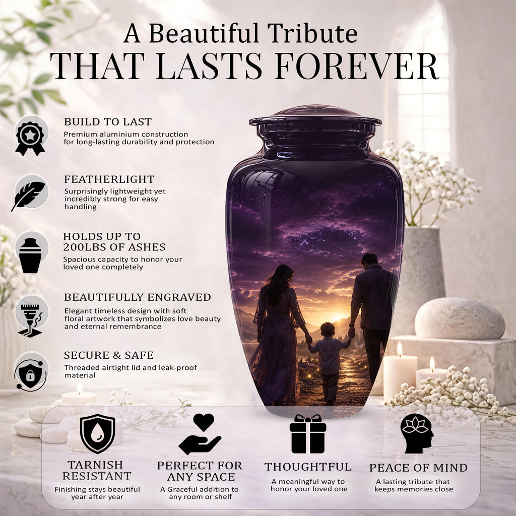 Father, Son & Mother Memorial Urn - Artistic Burial Urns For Human Ashes