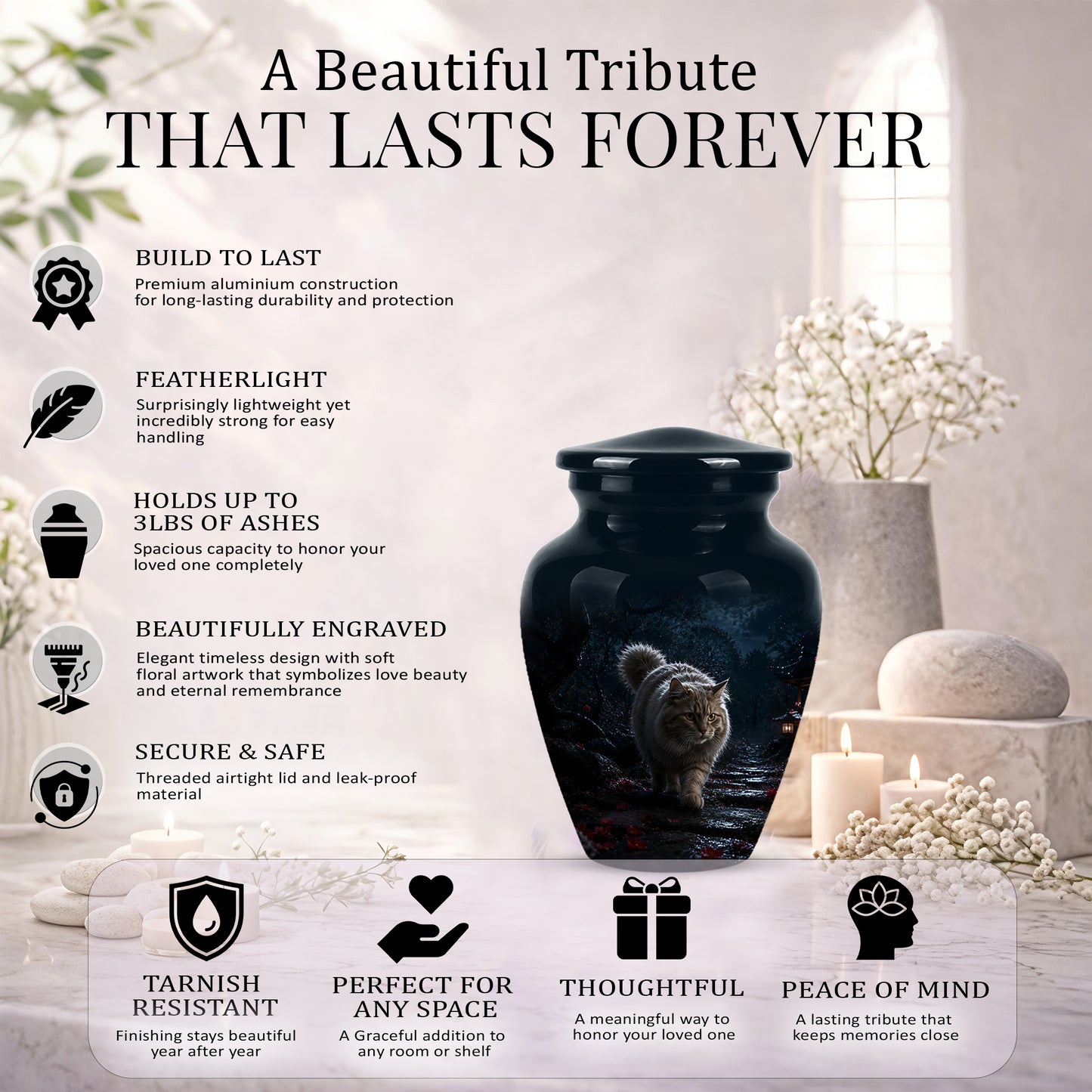 Custom Cat Cremation Urn - Handcrafted Pet Memorial Urns For Ashes