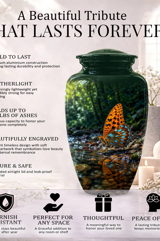 Orange Butterfly Memorial Urn - Personalized Memorial Urns For Ashes
