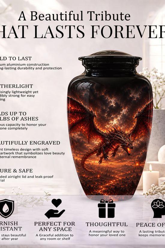 Dragon Fire Cremation Urn - Artistic Mythical Burial Urns For Human Ashes