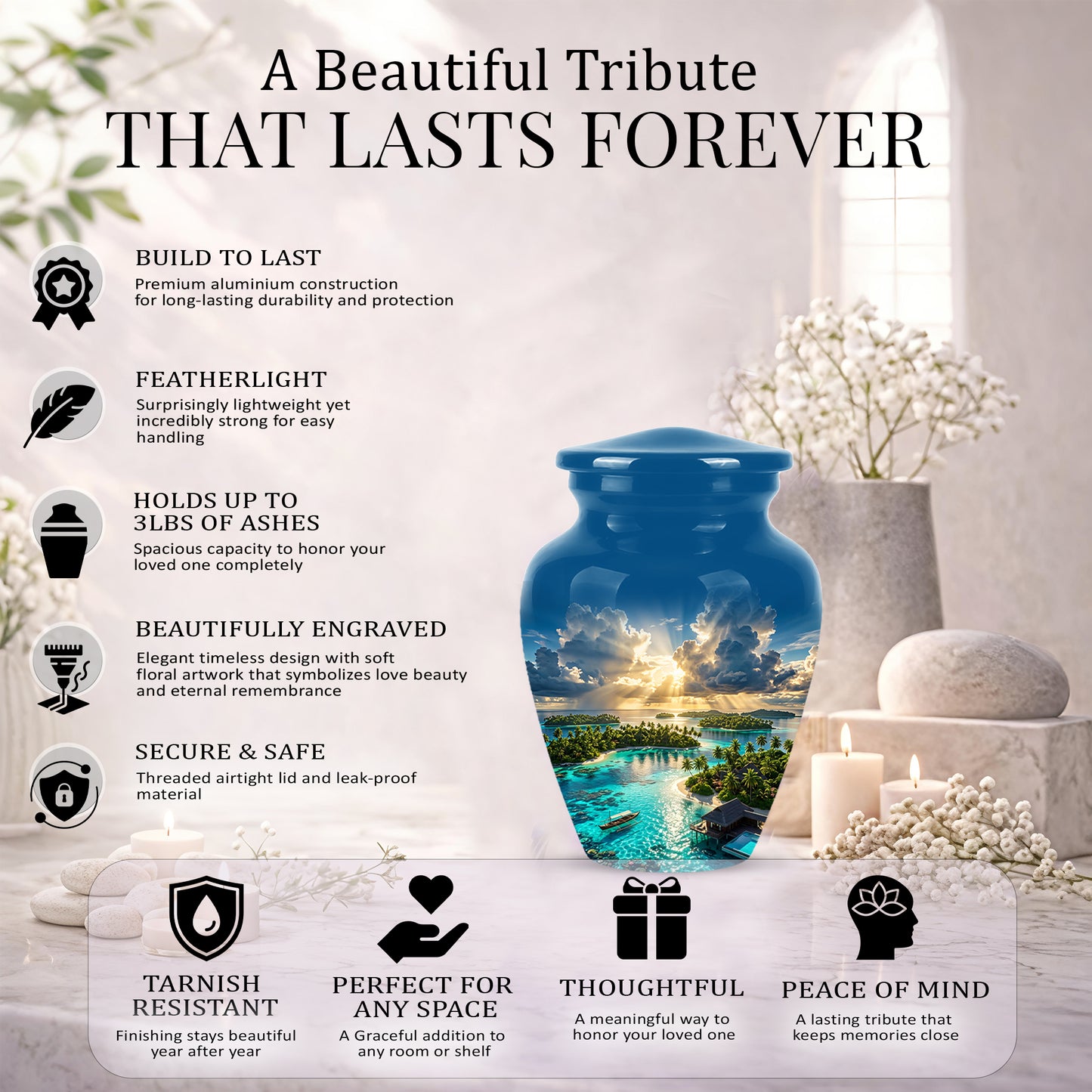 Beach Cremation Urn - Personalized Adult Urns For Human Ashes