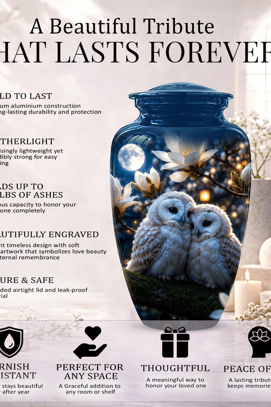 Owl Couple Cremation Urn - Beautiful Memorial Urns For Lover's Ashes