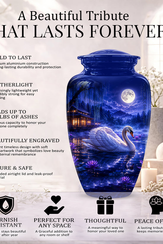 White Swan Memorial Urn - Personalized Funeral Urns On Sale For Ashes