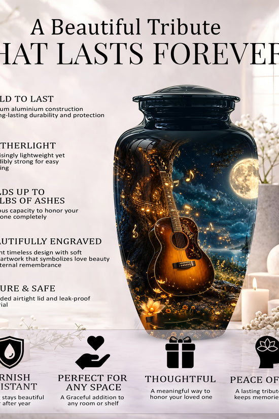 Artistic Guitar Cremation Urn - Starry Night Keep Urn For Music Lovers
