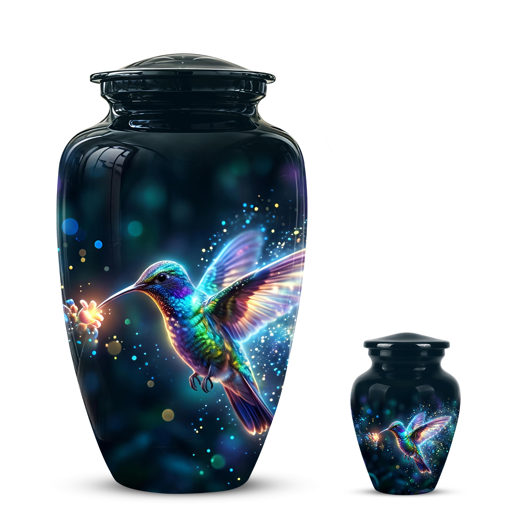 Celestial Colorful Hummingbird Cremation Urn - Majestic Funeral Urns