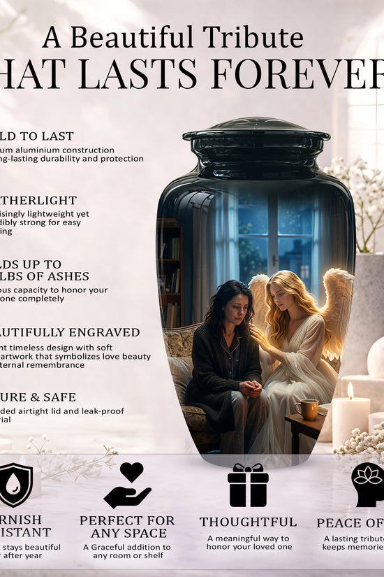 Black Angel Burial Urns - Personalized Memorial Urns For Mother Ashes