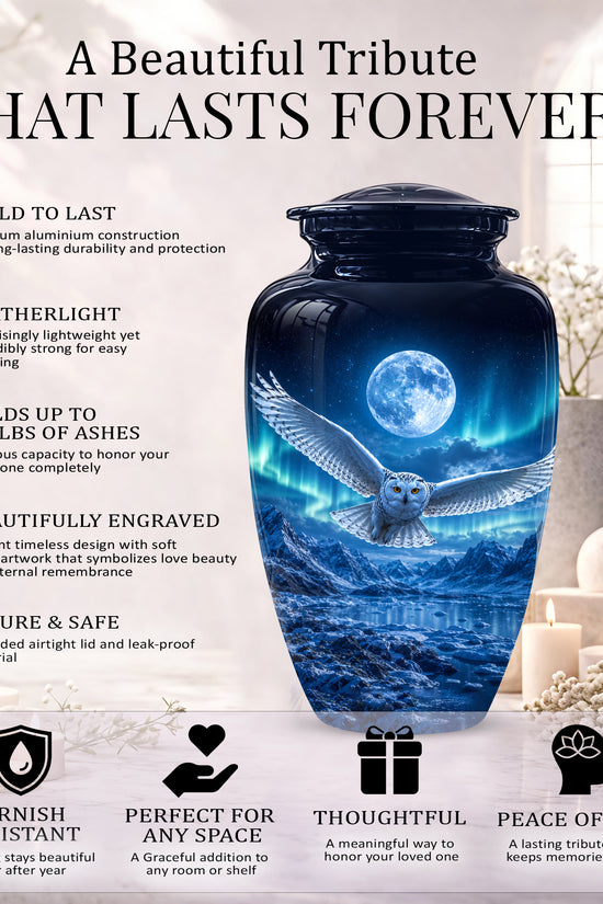 Flying Owl Memorial Urn - Night Owl Cremation Urns For Human Ashes