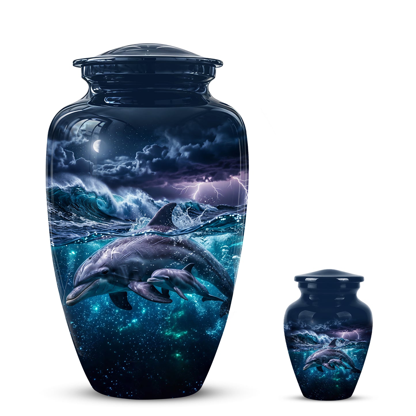 Dolphin Cremation Urn for Ashes –  Beautiful Ocean Storm Memorial Art