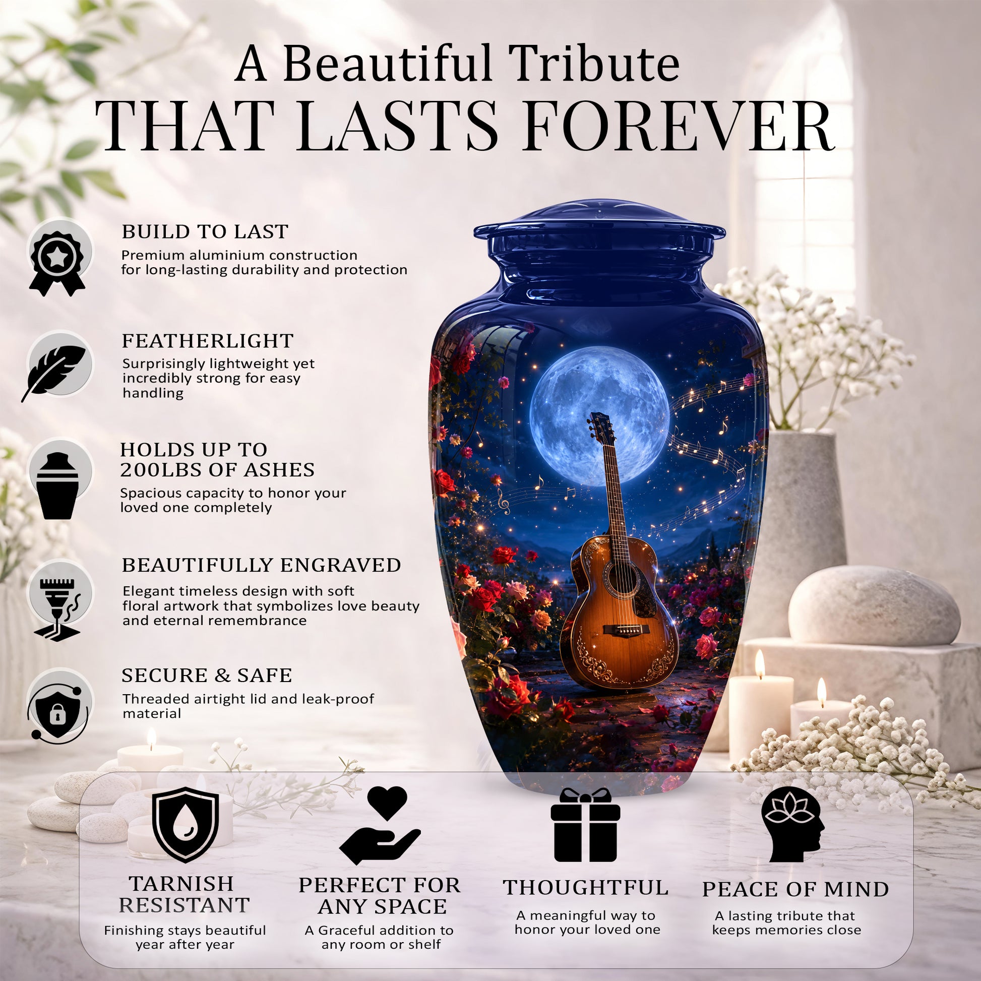 Guitar Memorial Urn - Personalized Cremation Urns For Men&Women Ashes