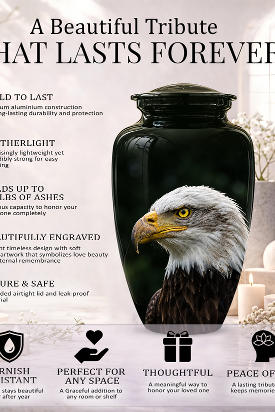 Patriotic Eagle Cremation Urn - Black Memorial Father Urns For Ashes