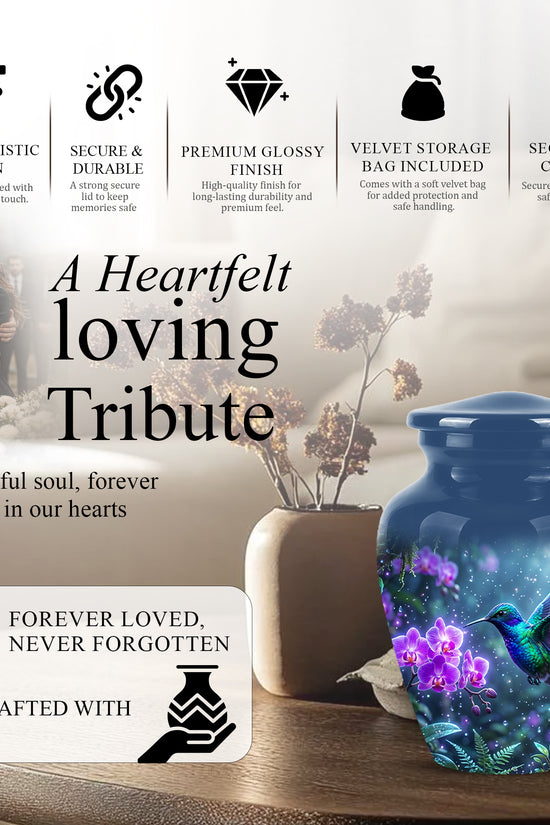 Celestial Hummingbird Cremation Urn - Beautiful Memorial Urns For Ashes