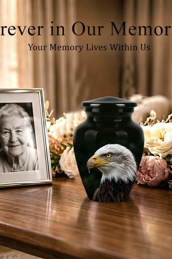 Patriotic Eagle Cremation Urn - Black Memorial Father Urns For Ashes