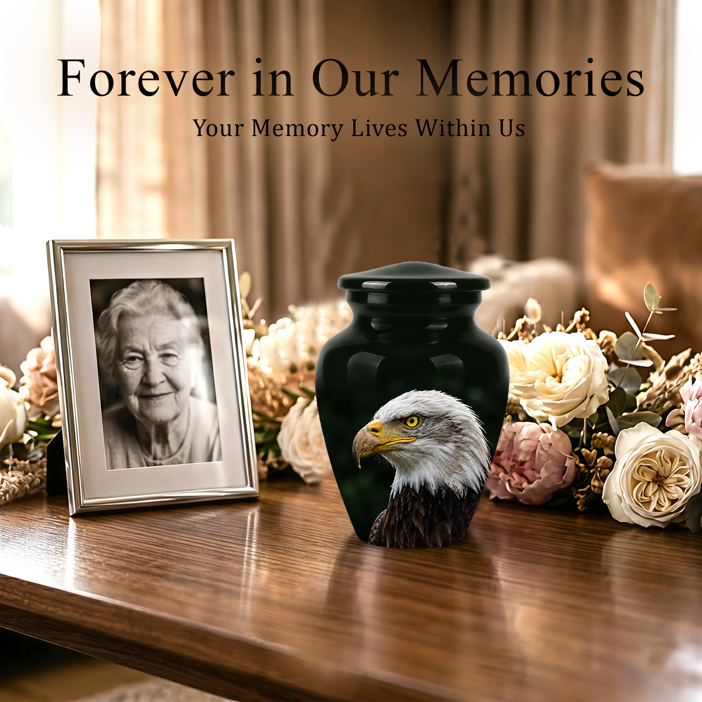 Patriotic Eagle Cremation Urn - Black Memorial Father Urns For Ashes