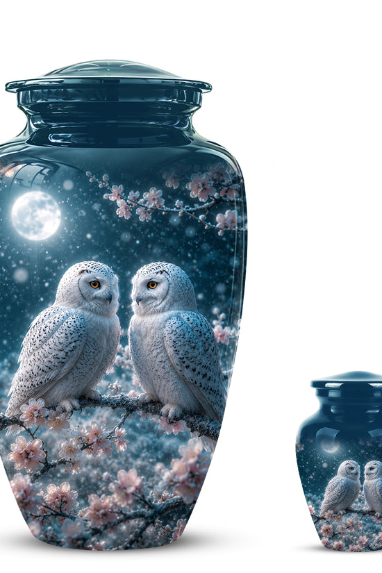 Snowy Owl Couple Memorial Urn - Majestic Couple Urns For Loved Ones
