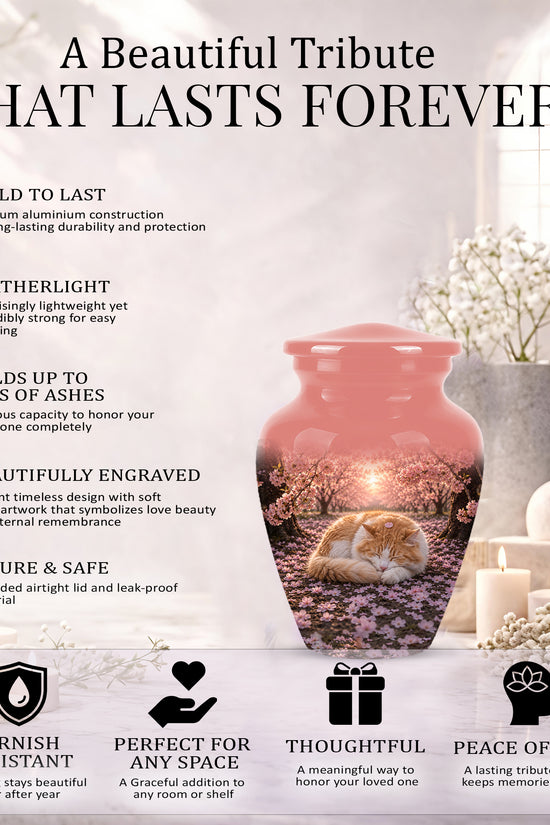 Orange Sleeping Cat - A Peaceful Resting Tribute Urns For Pet Ashes