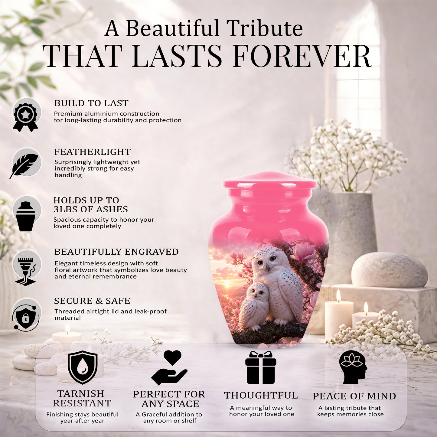 Owl Family Urn for Ashes – Elegant Cremation Memorial Urns For Humans