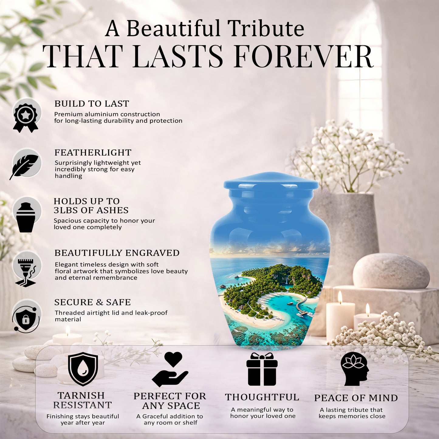 Beach Memorial Urns For Human Ashes - Custom Handmade Urns For Ashes