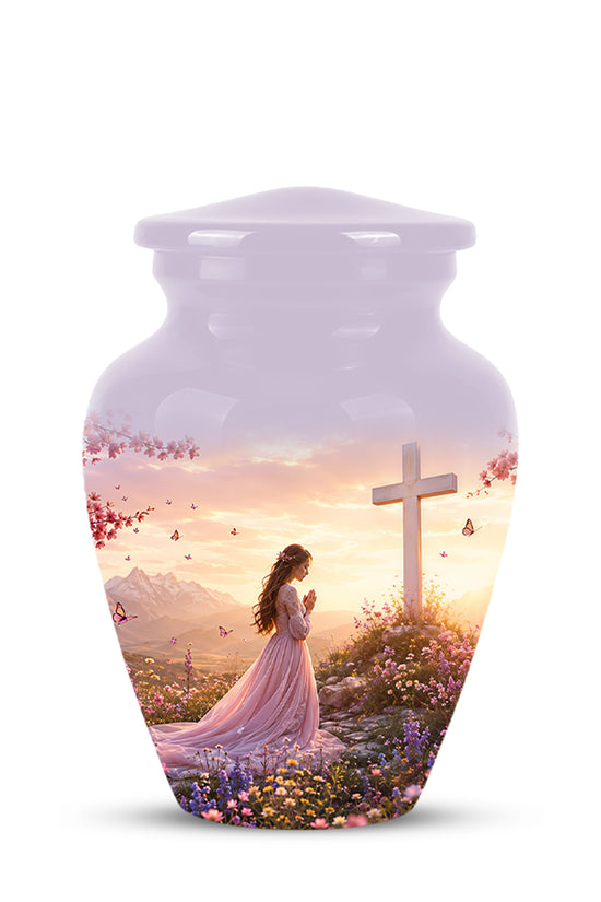 Peaceful Cross Cremation – Personalized Sunset Tribute Urns for Ashes