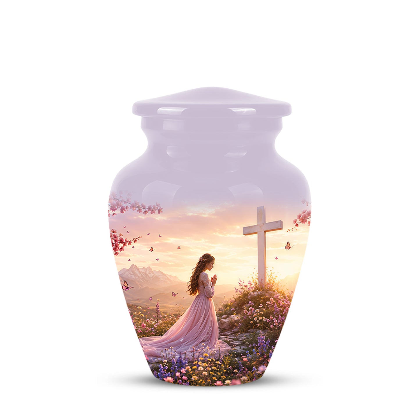 Peaceful Cross Cremation – Personalized Sunset Tribute Urns for Ashes