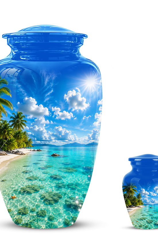 Beach Themed Memorial Urn - Beautifully Handcrafted Urns For Human Ash