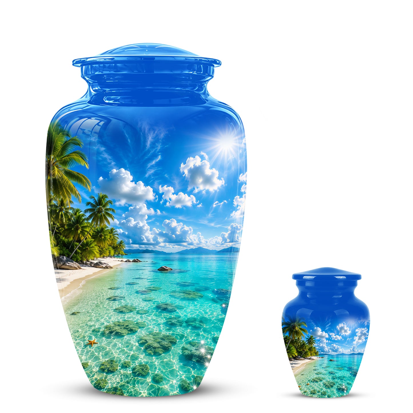Beach Themed Memorial Urn - Beautifully Handcrafted Urns For Human Ash