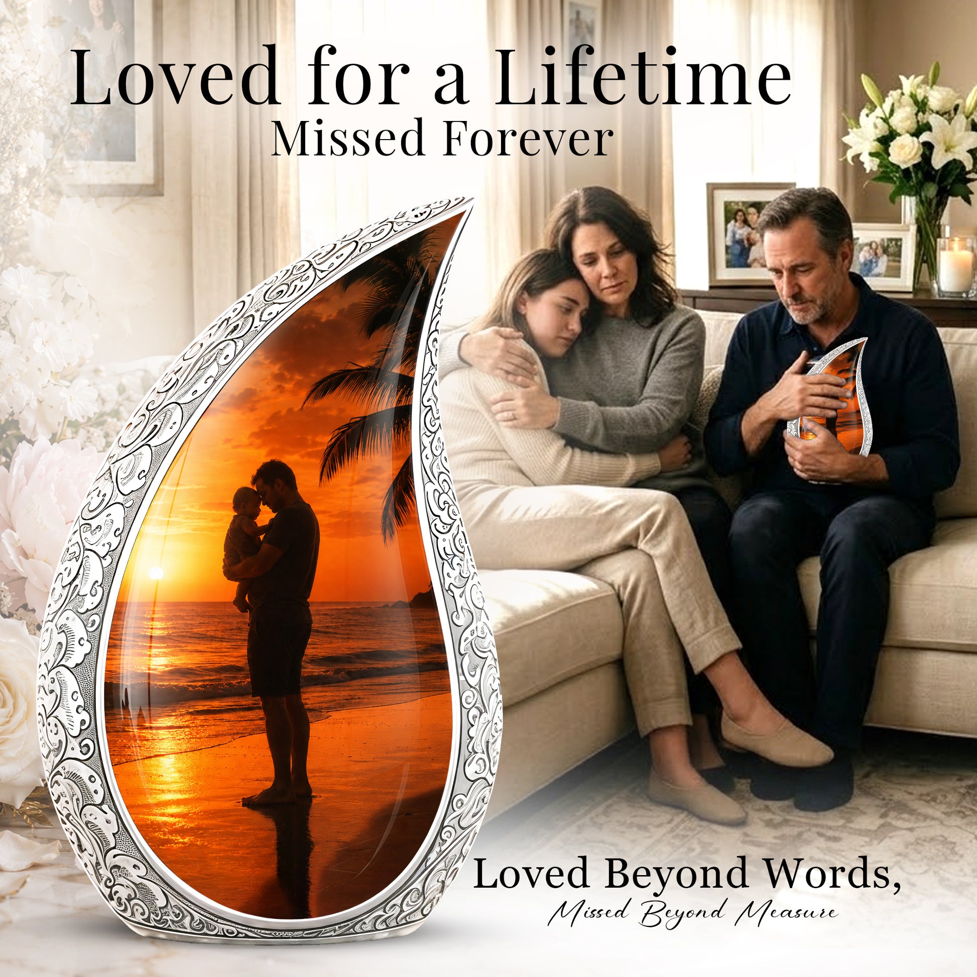 Custom Father Cremation Urn - Peaceful Tribute Memorial Urns For Dad