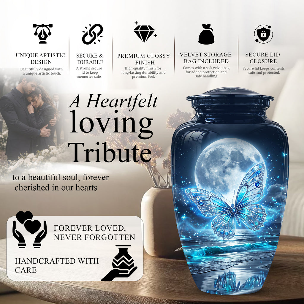 Beautiful Butterfly Burial Urn - Custom Memorial Urns For Women Ashes