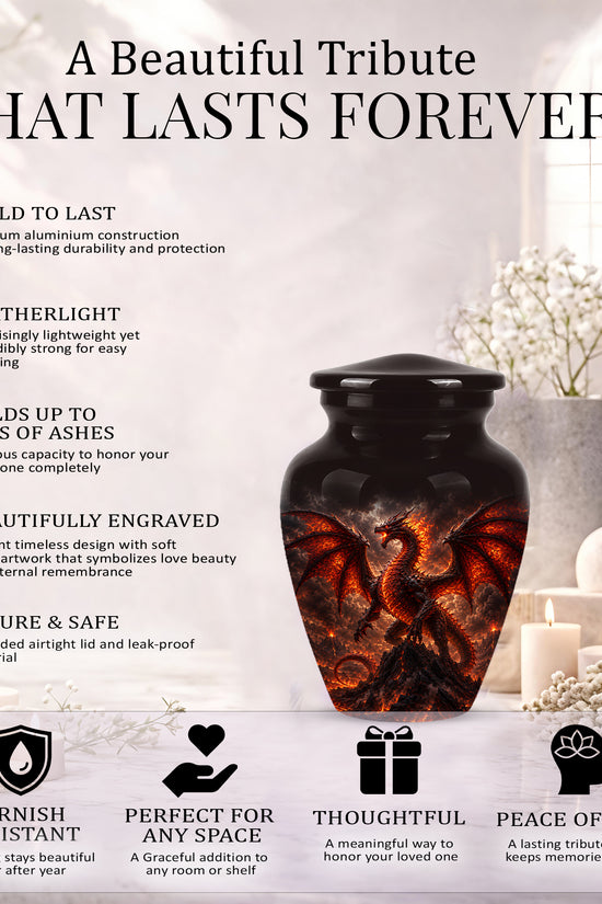 Dragon Fire Cremation Urn - Mythical Dragon Urn For Men & Women Ashes