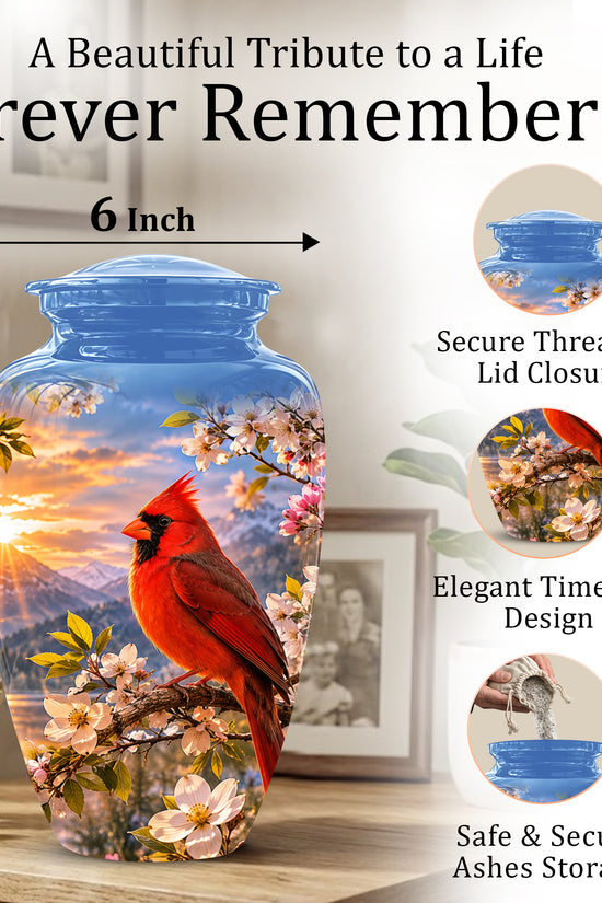 Red Cardinal Bird Cremation Urns - Beautiful Memorial Urns For Ashes