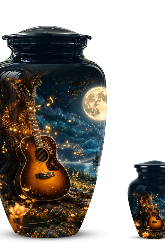Artistic Guitar Cremation Urn - Starry Night Keep Urn For Music Lovers