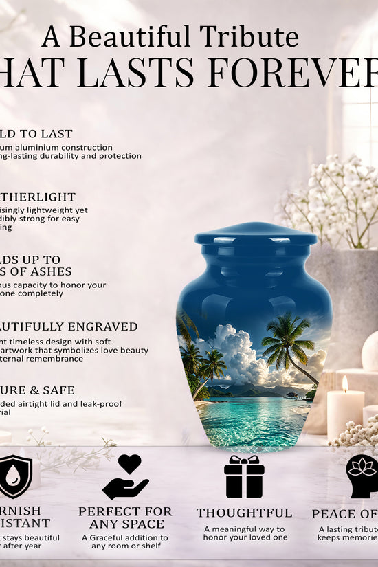 Tropical Beach Cremation Urn - Custom Memorial Urns For Women Ashes