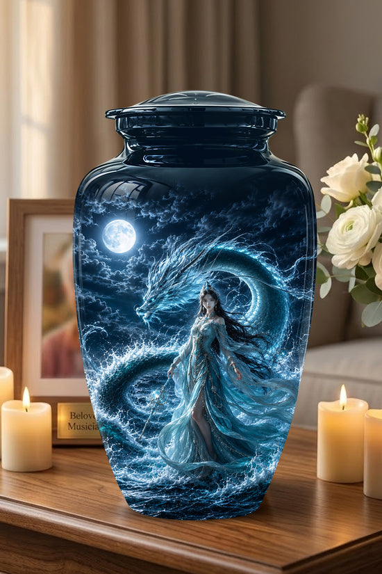 Celestial Dragon & Goddess Cremation Urn - Custom Handmade Adult Urns