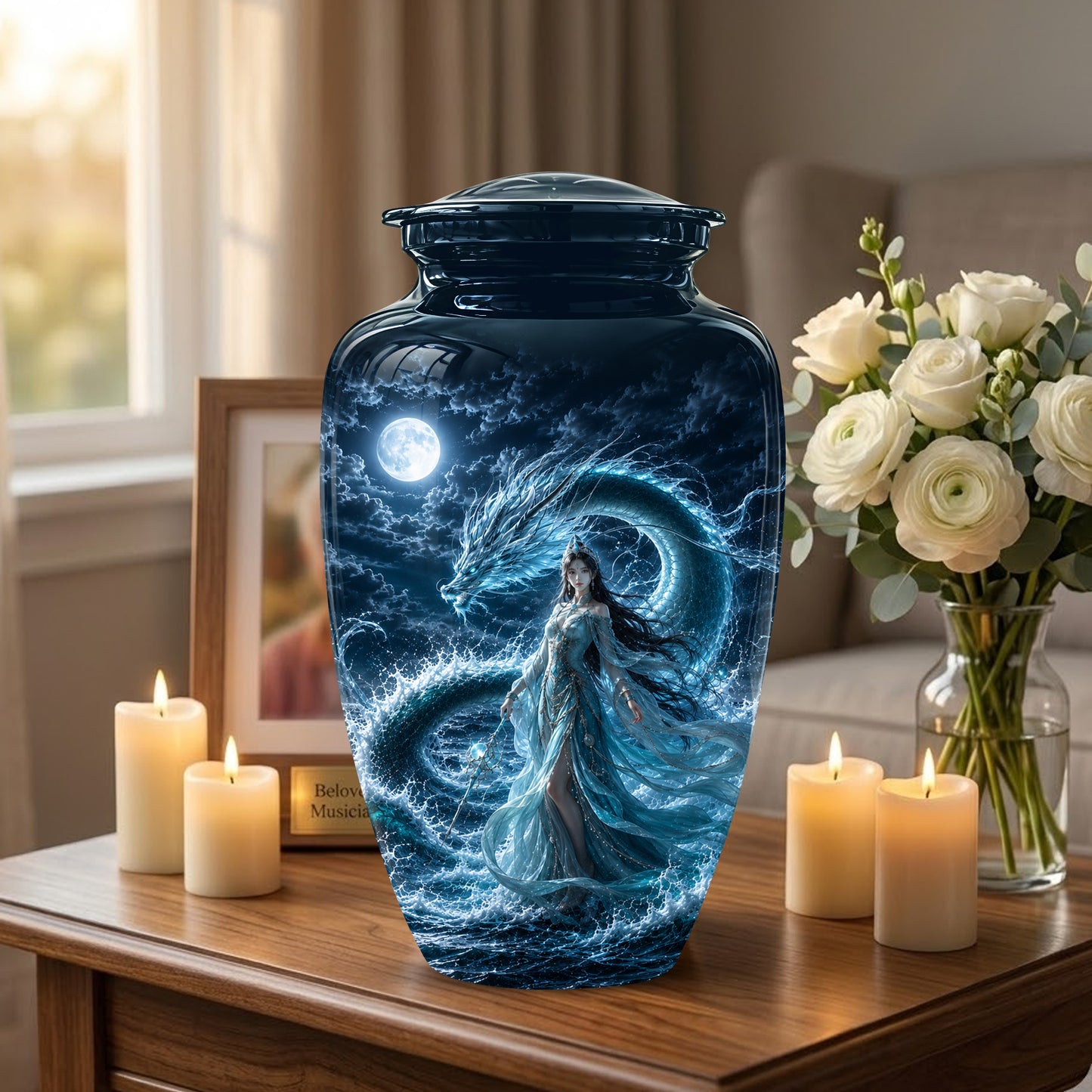 Celestial Dragon & Goddess Cremation Urn - Custom Handmade Adult Urns