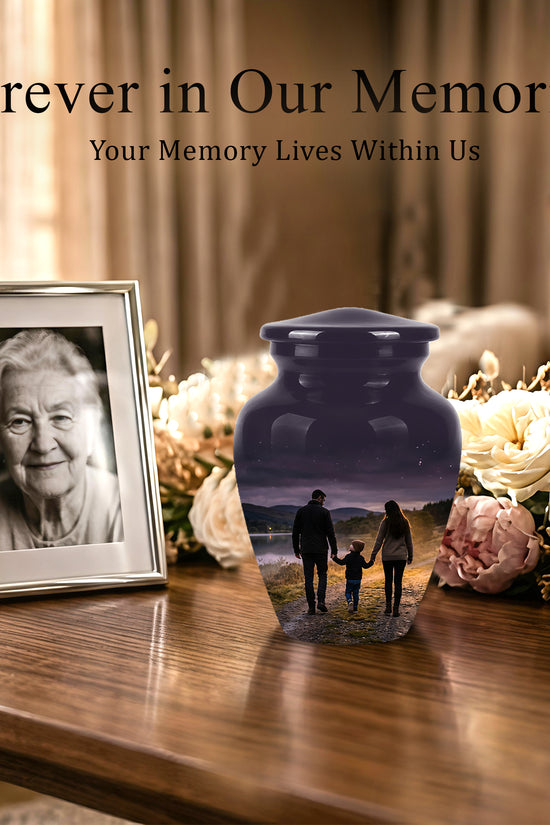 Dad, Son & Mom Cremation Urn - Artistic Night Burial Urns For Human Ashes