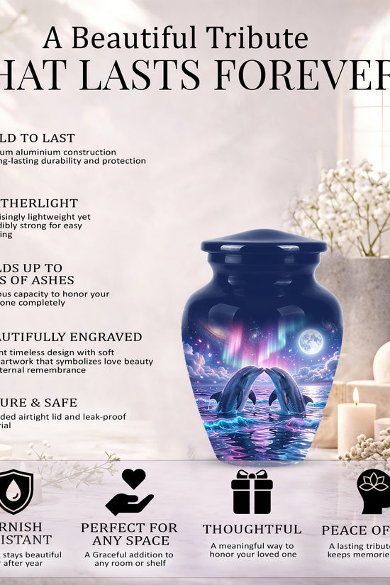 Twin Dolphin Memorial Urn - Beautiful Cremation Urns For Women Ashes