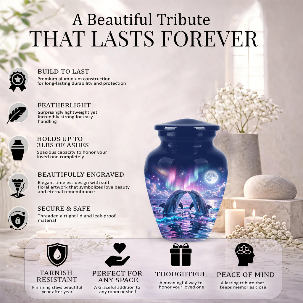 Twin Dolphin Memorial Urn - Beautiful Cremation Urns For Women Ashes