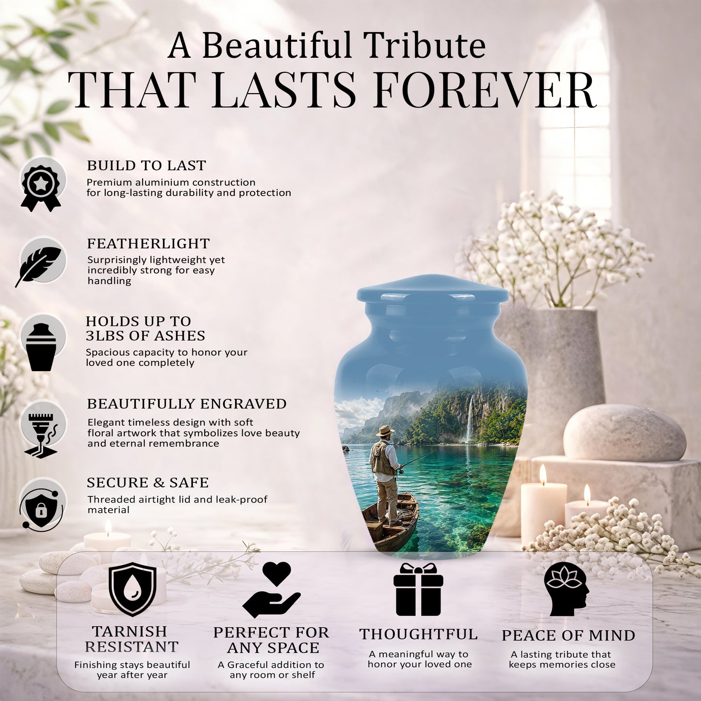 Fishing Boat Memorial Urn - Artistic Landscape Urns For Human Ashes