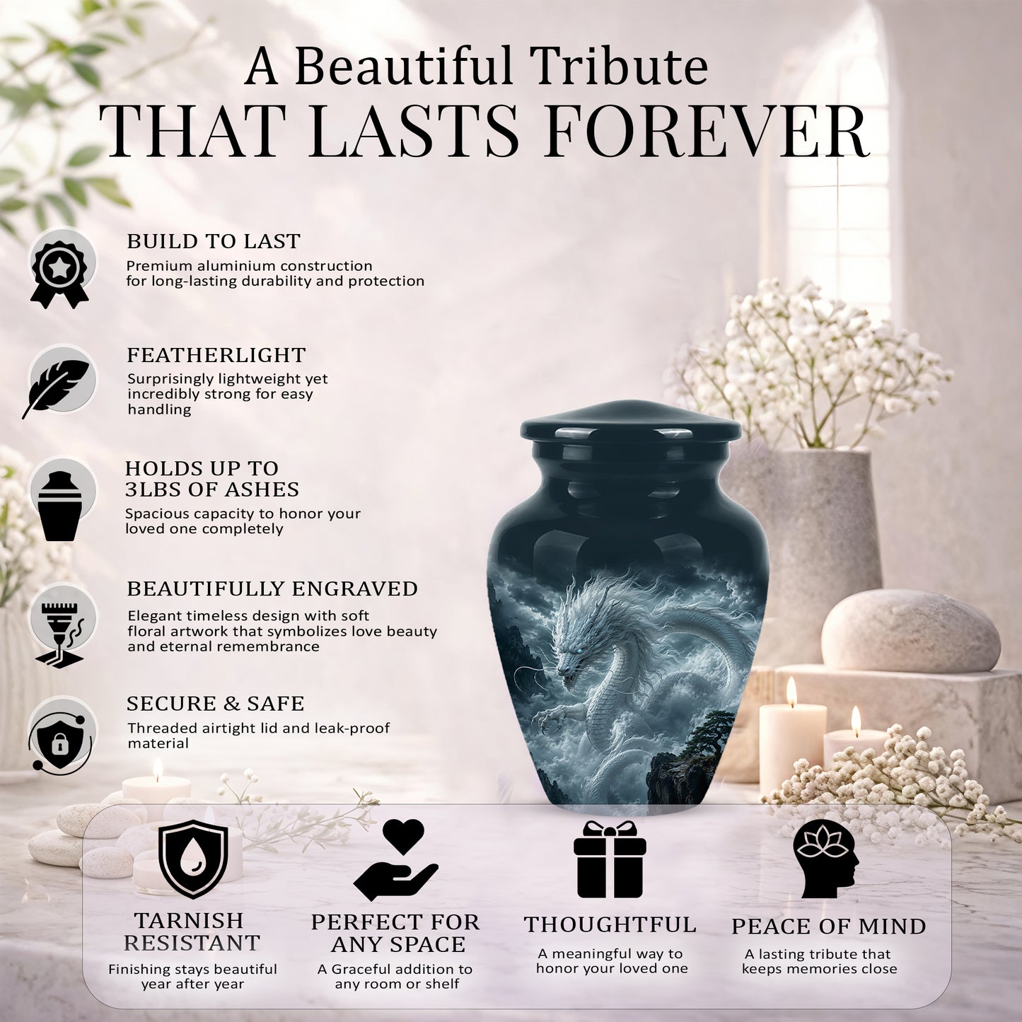 Dragon Cremation Urn = Custom Artistic Adult Memorial Urns For Ashes