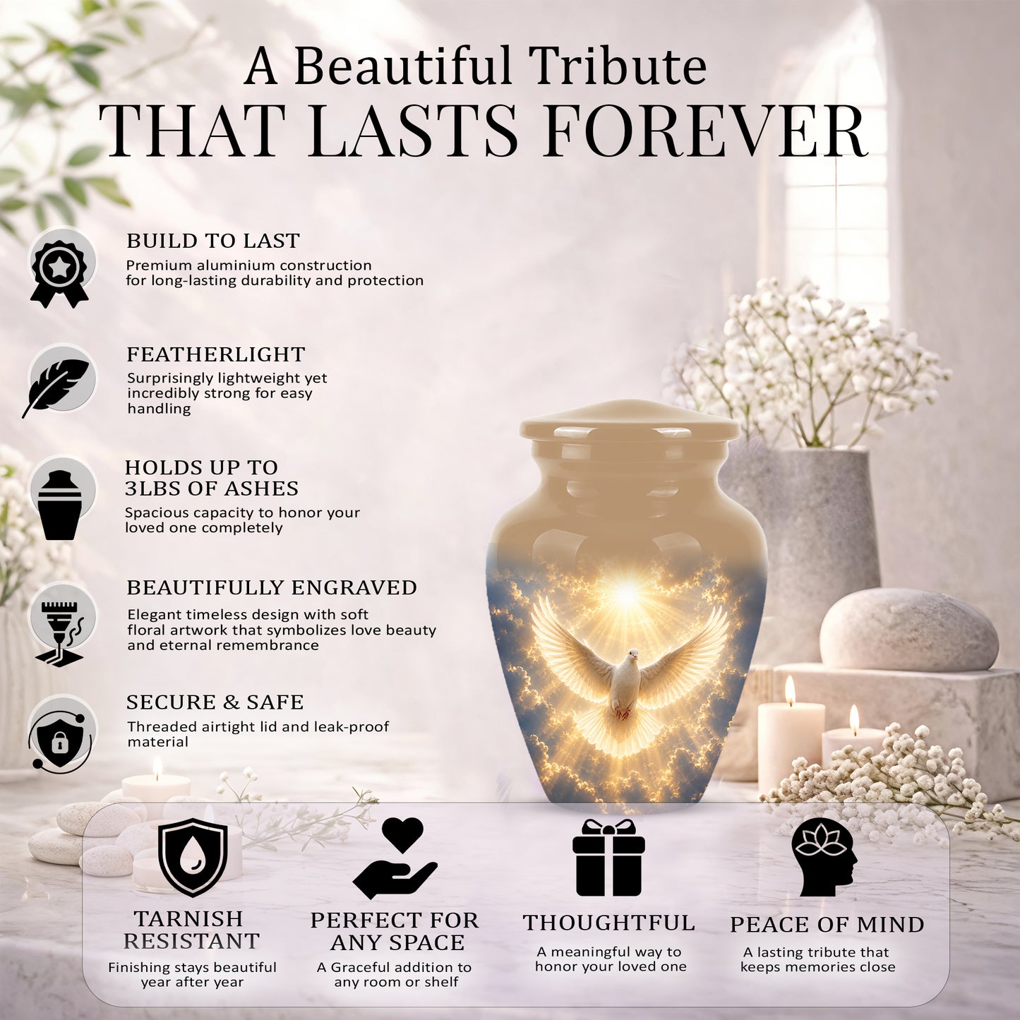 Flying Dove Cremation Urn - Custom Handcrafted Urn For Human Ashes