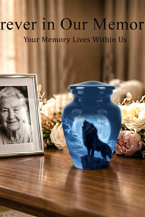 Roaring Lion Cremation Urn - Handcrafted Personalized Urns For Ashes